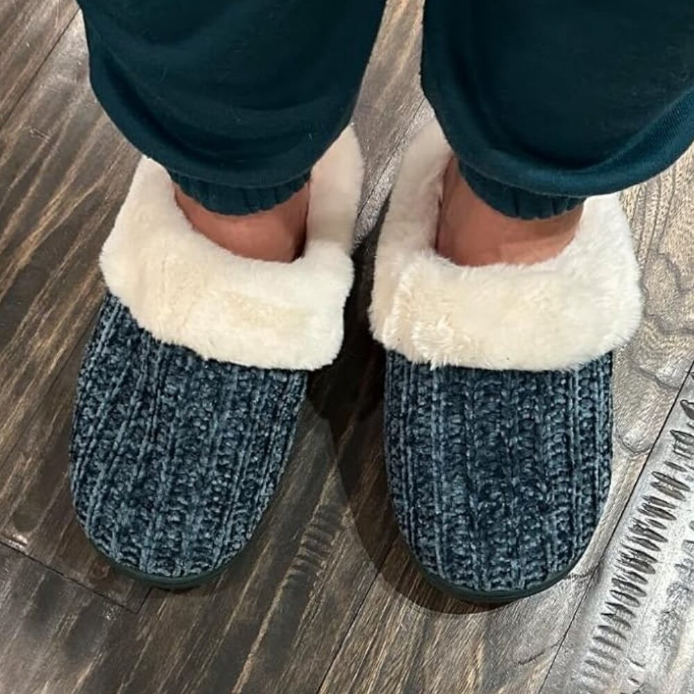 🆕Women Green Faux Fur Fleece Comfy Wool Like Warm Knit‎ Chenille Slipper